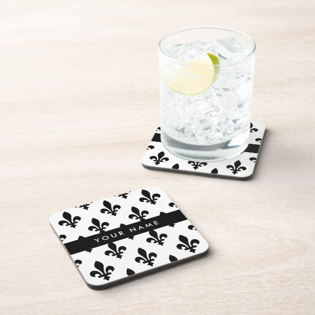 Posavasos Fleur de Lis, Black on White, Black, Your Name (Lado Derecho)