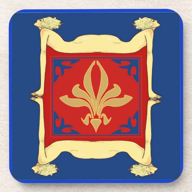 Posavasos Fleur De Lis, mujeres enmarcadas (Frente)