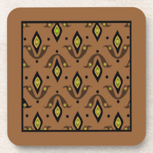 Posavasos Fleur-de-lys Cork Coaster, Brown, Black, Green