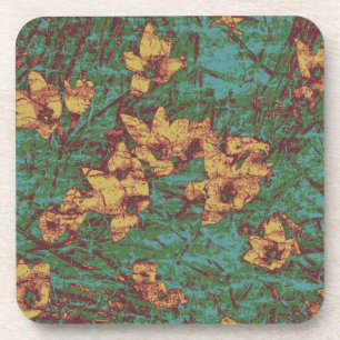 Posavasos Flor amarilla contra el modelo 2 del camuflaje de