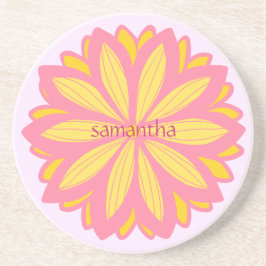 Posavasos Flor Amarilla Y Rosa Botánica