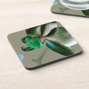 Posavasos Flor artística en tonos azules, verdes y grises