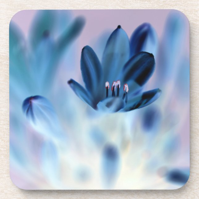 Posavasos Flor azul Atractivo de plástico duro (Frente)