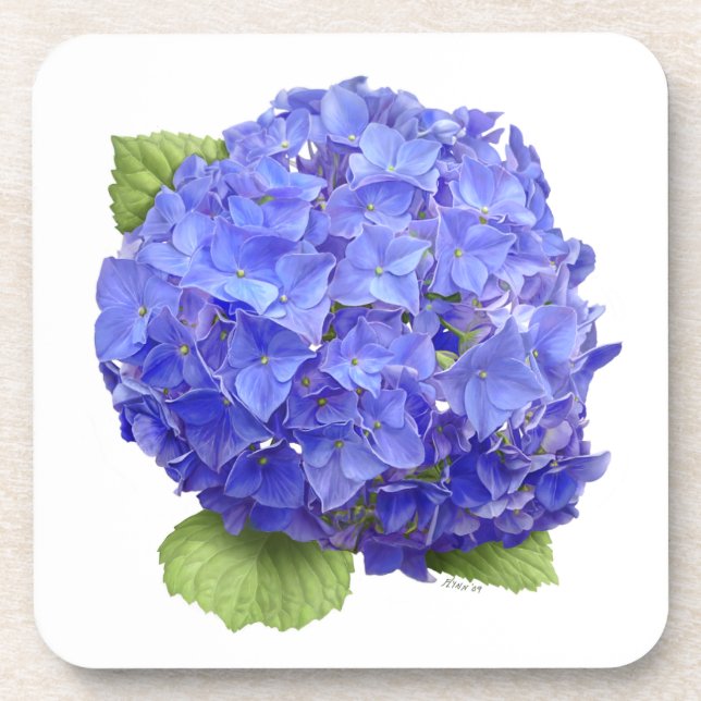 Posavasos Flor azul de hidrangea (Frente)