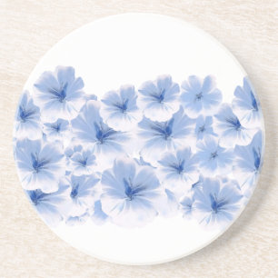 Posavasos Flor azul pastel pintura de acuarela floral