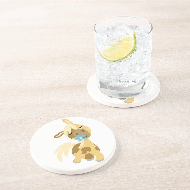 Posavasos Flor azul y montaña de picor Personalizado suave (Lado)