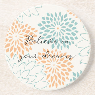 Posavasos Flor blanca Aqua Blue Peach