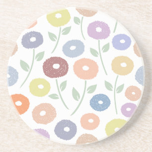 Posavasos Flor Borrosa Patrón Grande Pasteles sobre Blanco