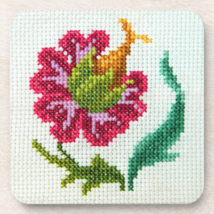 Posavasos Flor brillante bordada a mano 3