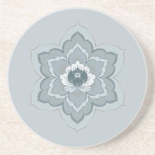 Posavasos Flor china Baoxiang en azul brumoso y jade tinta