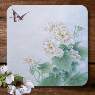 Posavasos Flor china con mariposa
