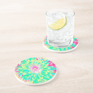 Posavasos Flor Dahlia decorativa amarillo y magenta