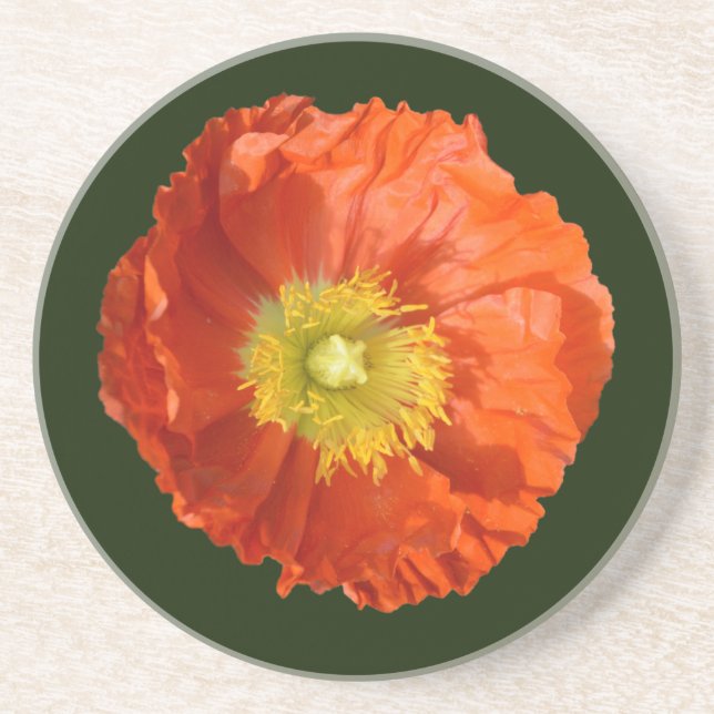 Posavasos Flor de amapola Naranja brillante (Frente)