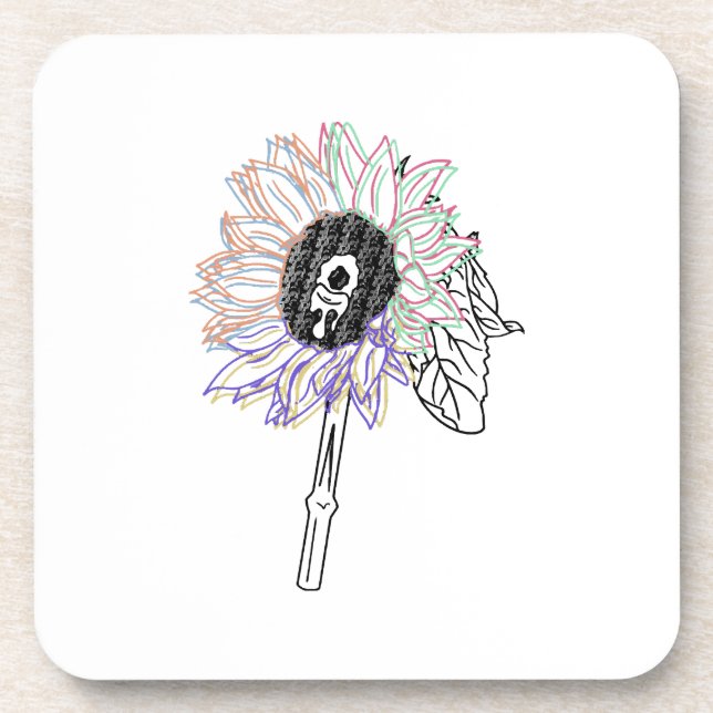 Posavasos Flor de Arcoíris Arte Divertido (Frente)