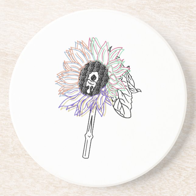 Posavasos Flor de Arcoíris Arte Funky (Frente)