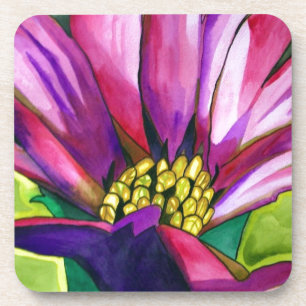 Posavasos Flor de arte acuático morado de Daisy Africano