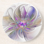 Posavasos Flor de arte fractal enérgica y colorida<br><div class="desc">Una potente flor multicolor de fantasía,  un singular arte fractal floral. Diseño para su montaña de arenisca y más.</div>