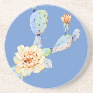 Posavasos Flor de cactus en flor acuarela del desierto