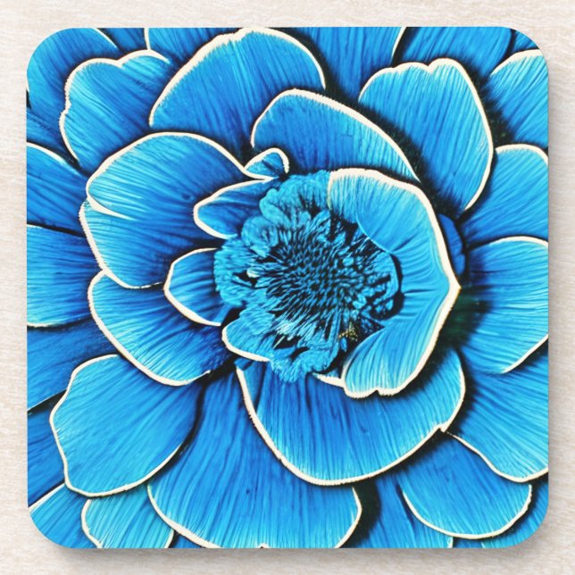 Posavasos Flor de camellia azul grande (Frente)