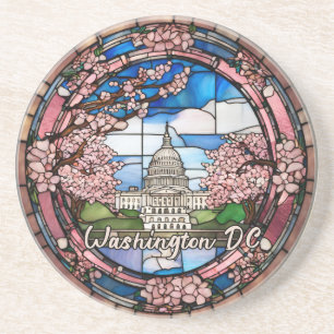 Posavasos Flor de cerezo fechada personalizada de Washington