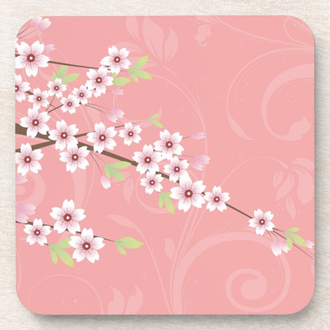 Posavasos Flor de cerezo rosada suave (Frente)