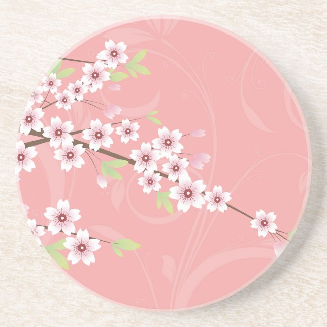 Posavasos Flor de cerezo rosada suave (Frente)