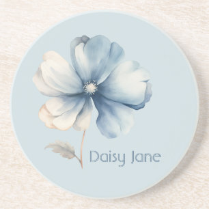 Posavasos Flor de crema azul bonita