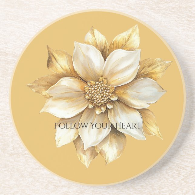 Posavasos Flor de Crema Dorada (Frente)