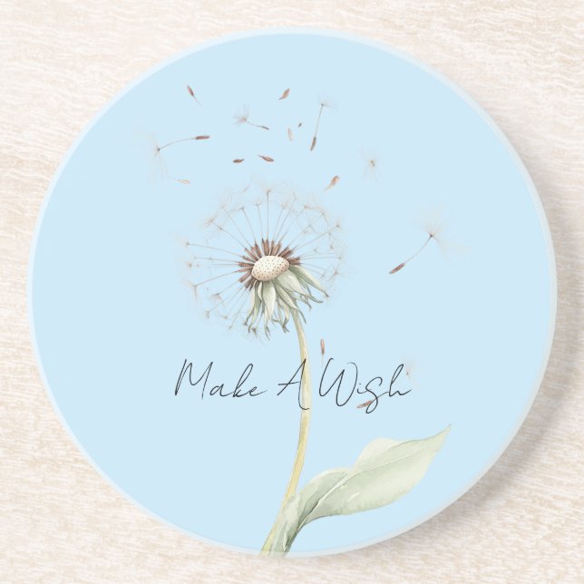 Posavasos Flor de Diente de León Amarillo Blanco Deseo (Frente)
