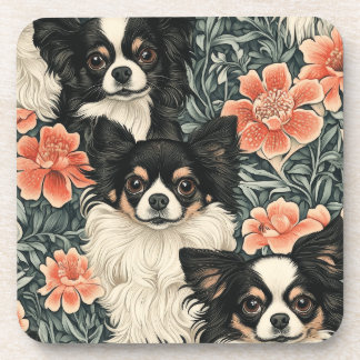 Posavasos Flor de estilo Tricolor Chihuahuas William Morris
