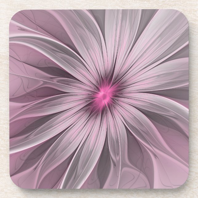 Posavasos Flor de fantasía Abstracto Plum Floral Fractal Art (Frente)