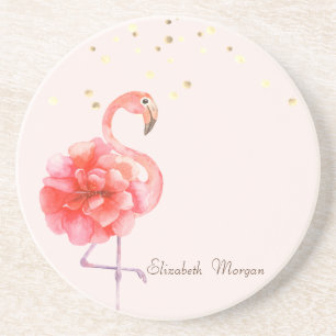 Posavasos Flor de Flamenco Rosa, Confeti Dorado