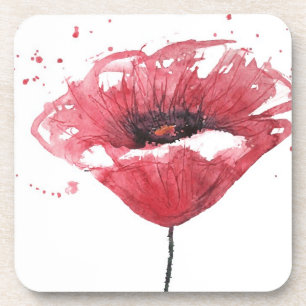 Posavasos Flor de la amapola, acuarela