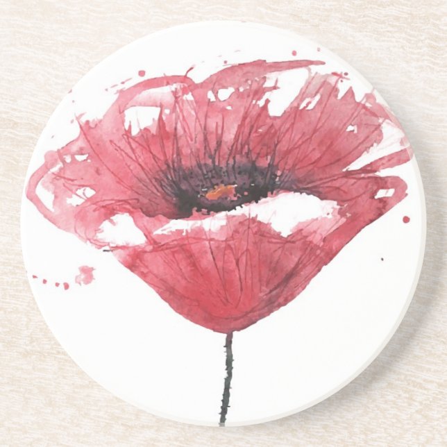 Posavasos Flor de la amapola, acuarela (Frente)