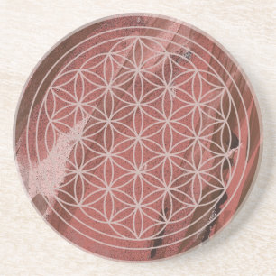 Posavasos Flor de la Vida en Marrón Coaster   Geometría Sagr