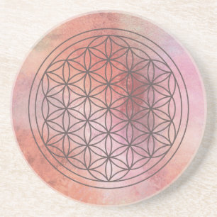 Posavasos Flor de la Vida Geometría Sagrada Rosa Pasión