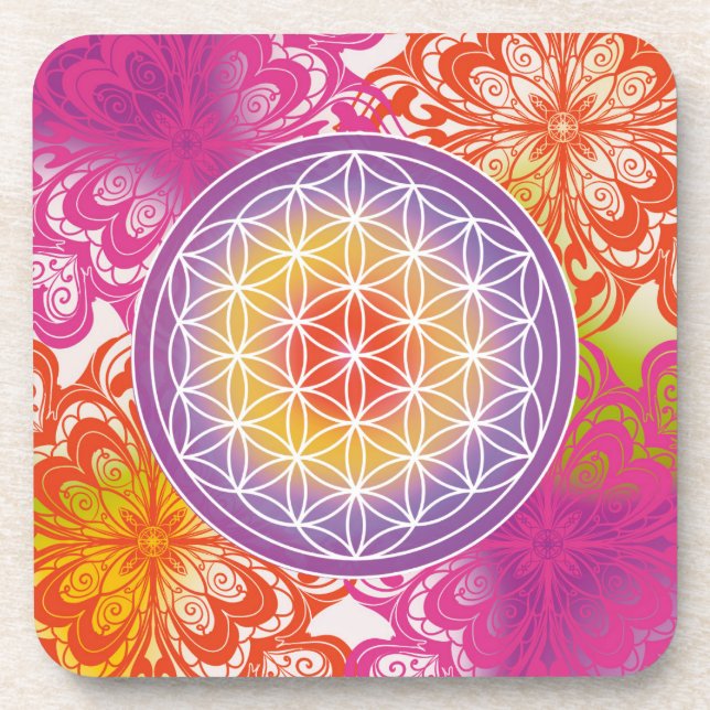Posavasos flor de la vida, geométrico sagrado, zen, chakra,  (Frente)