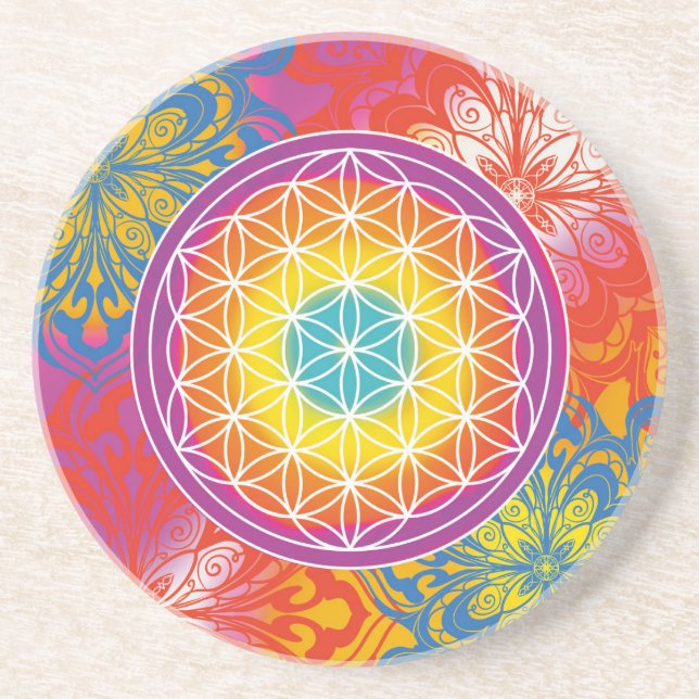 Posavasos Flor de la vida mandala zen (Frente)