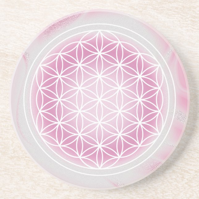Posavasos flor de la vida rosa (Frente)