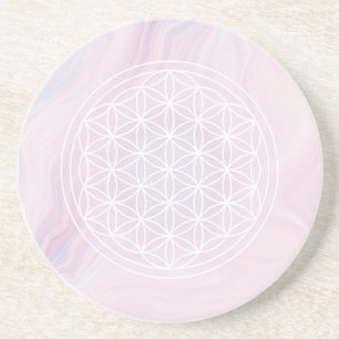 Posavasos Flor de la Vida Rosa Geometría Sagrada Corazón