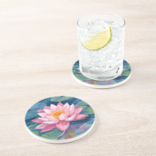 Posavasos Flor de Loto Almohadilla de Nenúfar Acuarela