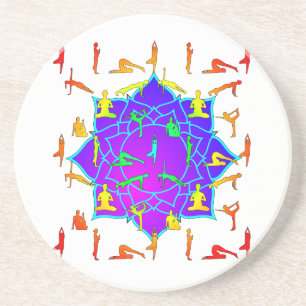 Posavasos Flor de Loto Con Posturas de Yoga