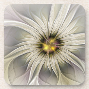 Posavasos Flor de marfil grande, abstracto arte fractal mode