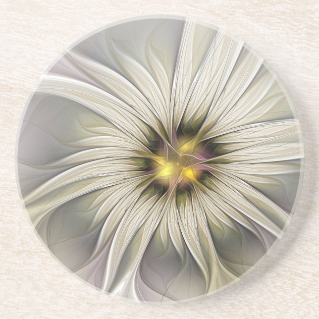 Posavasos Flor de marfil grande, abstracto arte fractal mode (Frente)