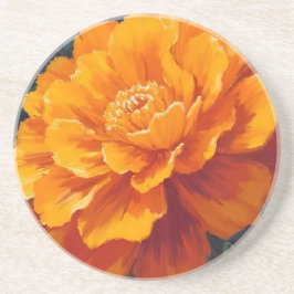 Posavasos Flor de Marigold | Pintura Floral Acuarela