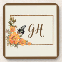 Flor de mariposa moderna y elegante monogramada