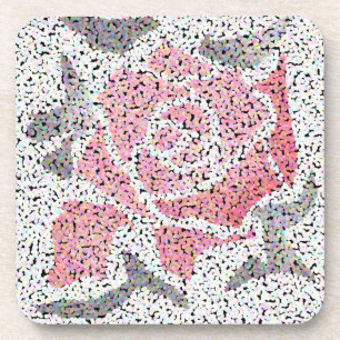 Posavasos Flor de mosaico abstracto rosa floral gris rosa