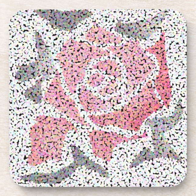 Posavasos Flor de mosaico abstracto rosa floral gris rosa (Frente)