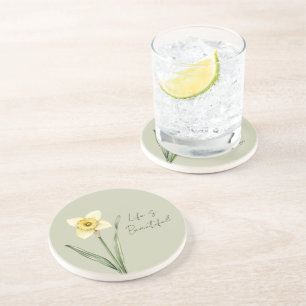 Posavasos Flor de Narciso Amarillo Blanco Verde