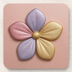 Posavasos Flor de oro rosa metálico Coasters de plástico ros